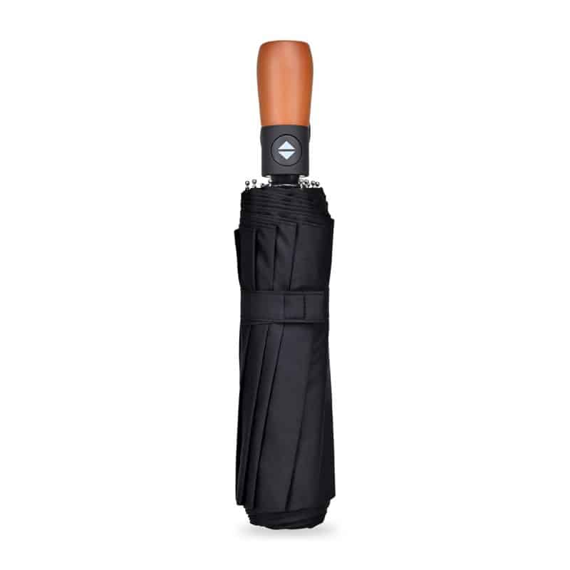 Elements 46" Recycled Auto Open & Close Executive Folding Umbrella - Black - 3