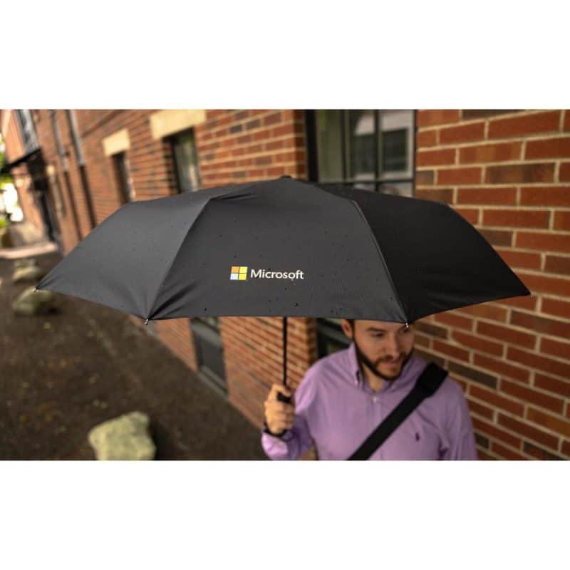Elements 46" Recycled Auto Open & Close Executive Folding Umbrella - Black - 6