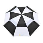 Elements 60" Recycled Auto Open Double Canopy Golf Umbrella - Black-White - 2