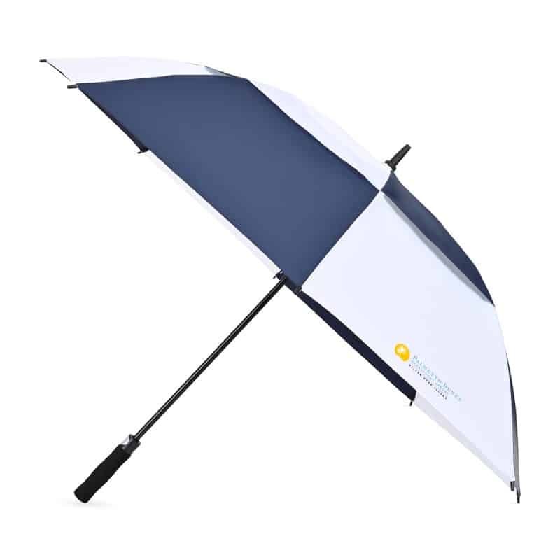 Elements 60" Recycled Auto Open Double Canopy Golf Umbrella - Navy-White
