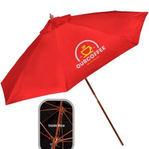 9' Wooden Polyester Market Umbrella