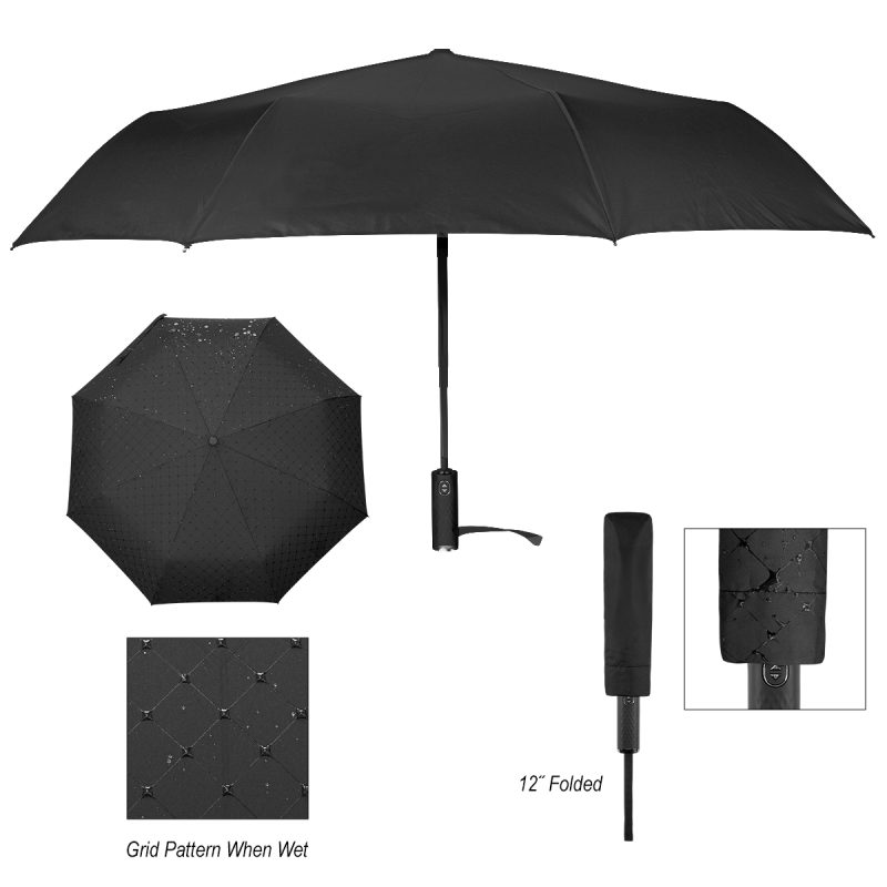 42" Arc Hidden Grid Telescopic Folding Umbrella With 100% Rpet Canopy - 1