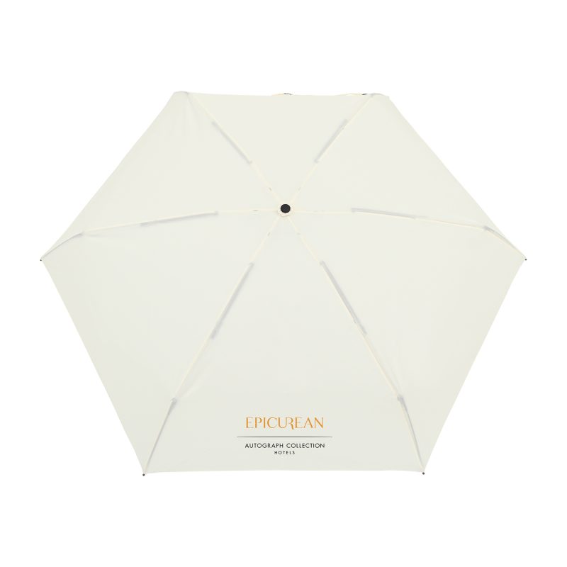 Elements 39" Recycled rPET Manual Mini Folding Umbrella - Cream - 2