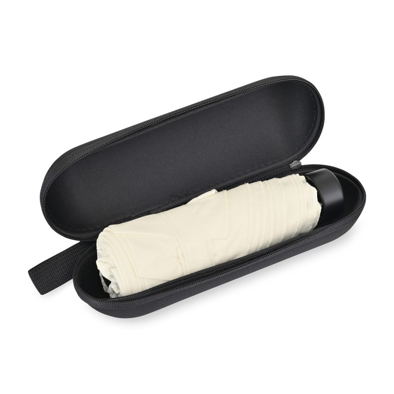 Elements 39" Recycled rPET Manual Mini Folding Umbrella - Cream - 4