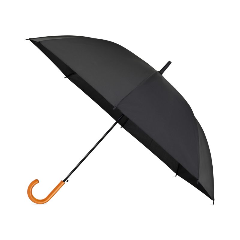 Elements 50" Recycled rPET Auto Open Hospitality Umbrella - Black - 1