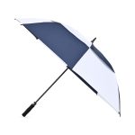 Elements 60" Recycled rPET Auto Open Dual Canopy Golf Umbrella - Navy-White - 1