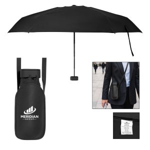 38" Arc Mini Telescopic Crossbody Umbrella With 100% Rpet Canopy