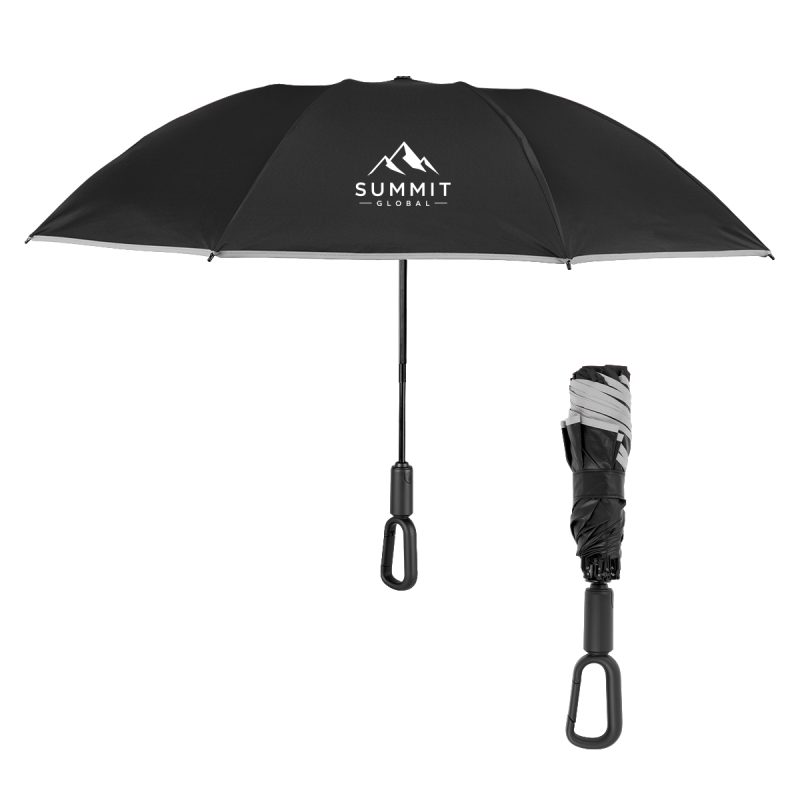 46" Arc Telescopic Inversion Umbrella With Carabiner Handle And 100% Rpet Canopy - 3
