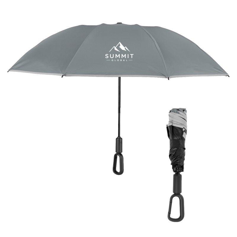 46" Arc Telescopic Inversion Umbrella With Carabiner Handle And 100% Rpet Canopy - 6