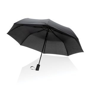 21" Impact AWARE RPET 190T Mini Auto Open Umbrella - Black