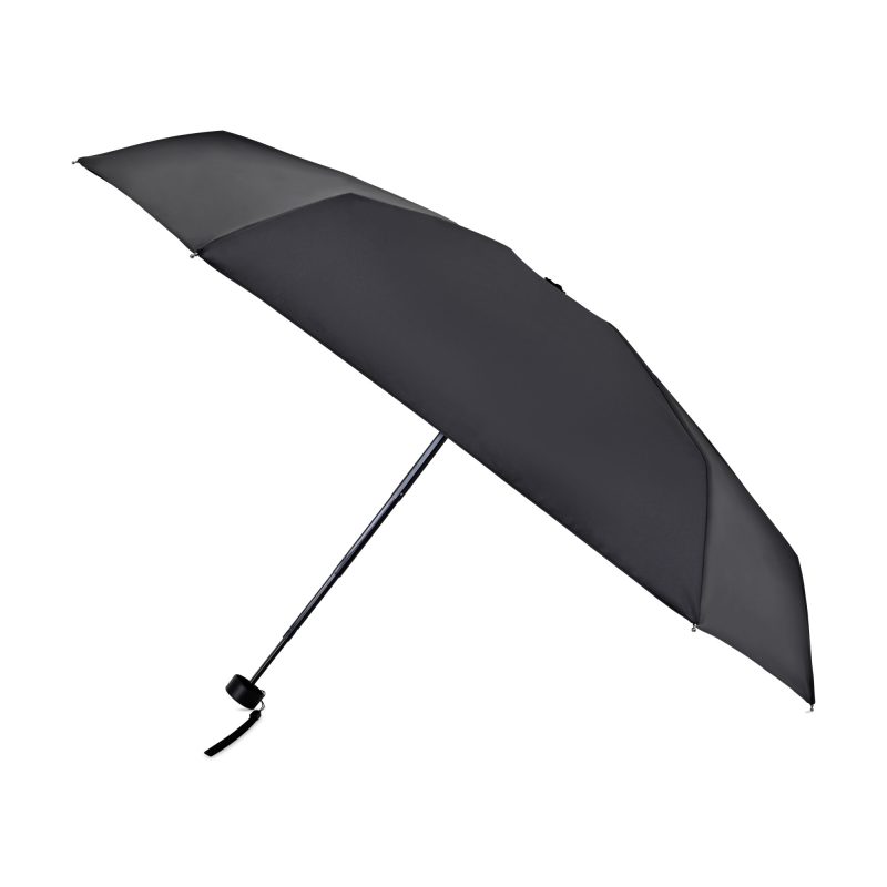 Elements 39" Recycled rPET Manual Mini Folding Umbrella - Black - 1