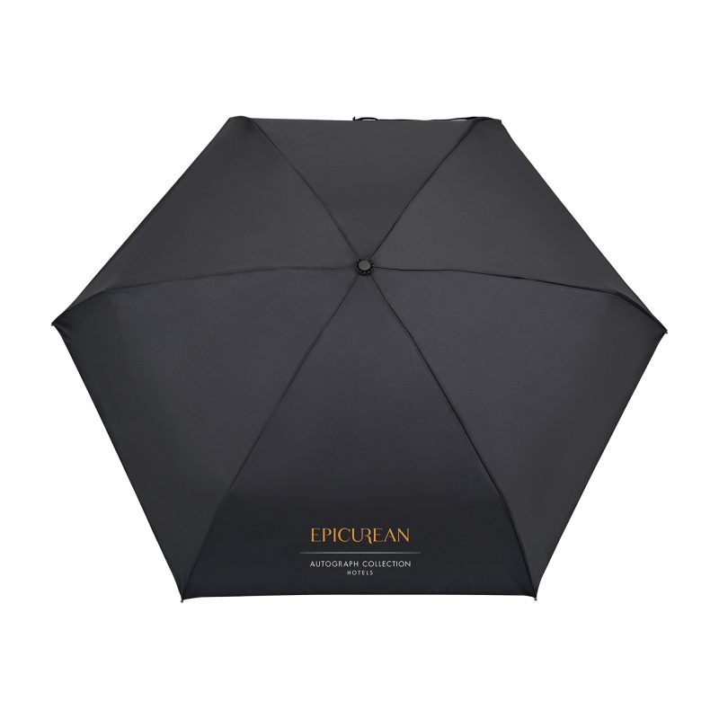 Elements 39" Recycled rPET Manual Mini Folding Umbrella - Black - 2