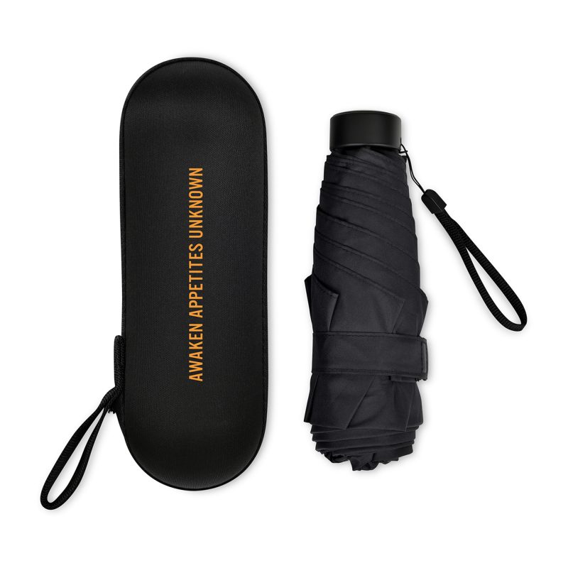 Elements 39" Recycled rPET Manual Mini Folding Umbrella - Black - 3