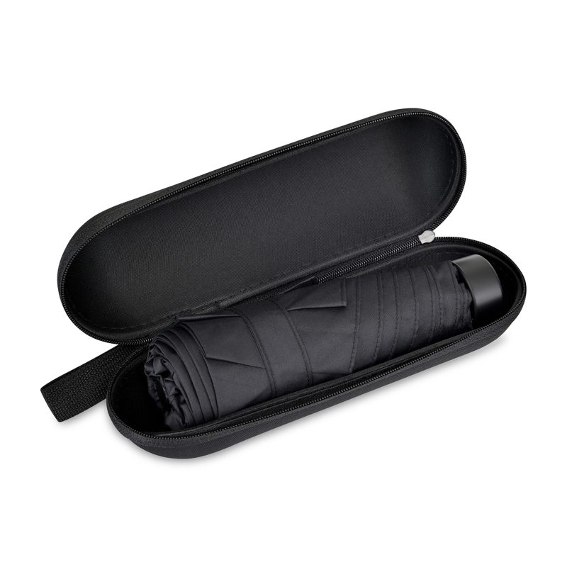 Elements 39" Recycled rPET Manual Mini Folding Umbrella - Black - 5