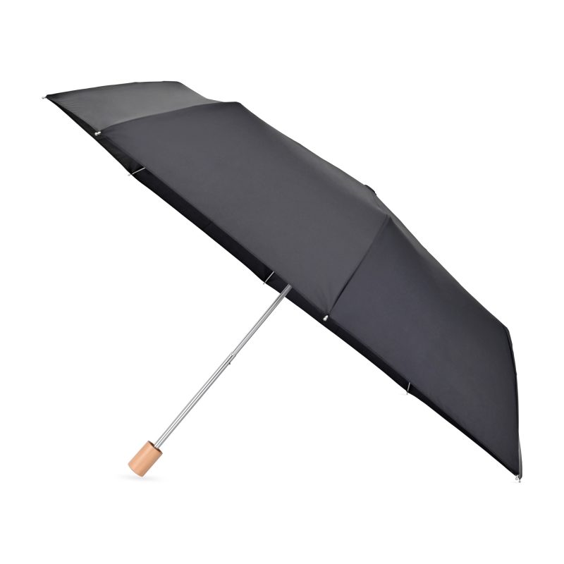 Elements 43" Recycled rPET Manual Folding Umbrella - Black - 1