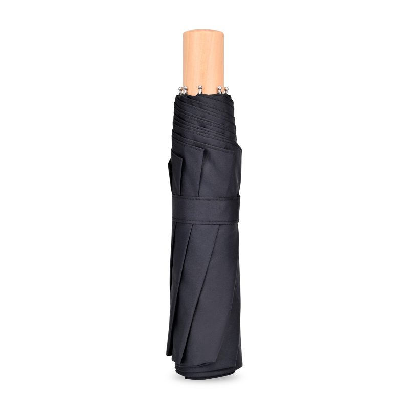 Elements 43" Recycled rPET Manual Folding Umbrella - Black - 4