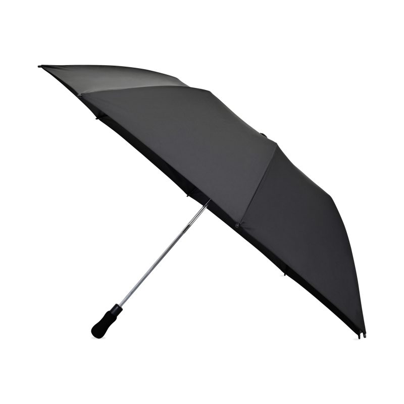 Elements 58" Recycled rPET Auto Open Travel Folding Umbrella - Black - 1