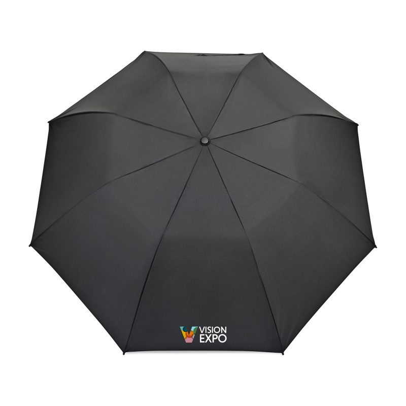 Elements 58" Recycled rPET Auto Open Travel Folding Umbrella - Black - 2