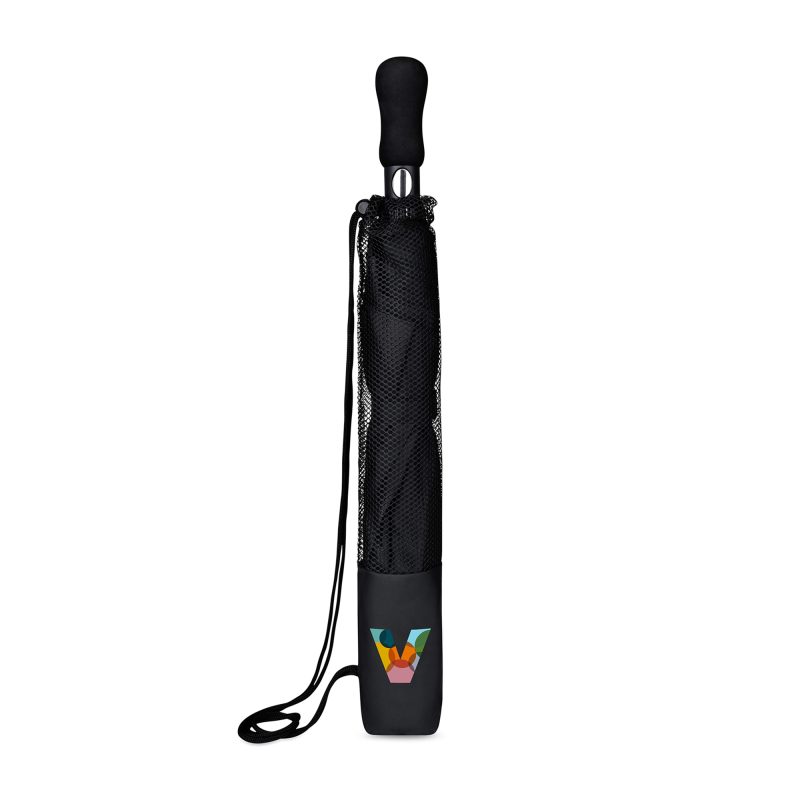 Elements 58" Recycled rPET Auto Open Travel Folding Umbrella - Black - 3