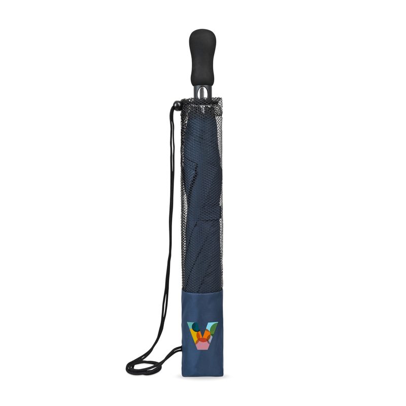Elements 58" Recycled rPET Auto Open Travel Folding Umbrella - Navy - 3